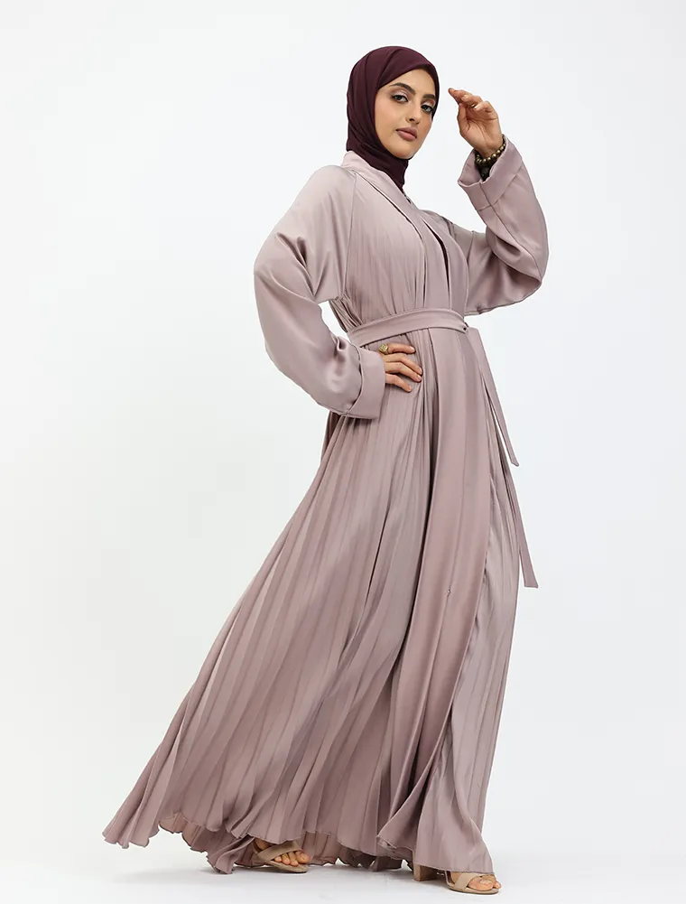 Rose Pink Pleated Silhouette Abaya